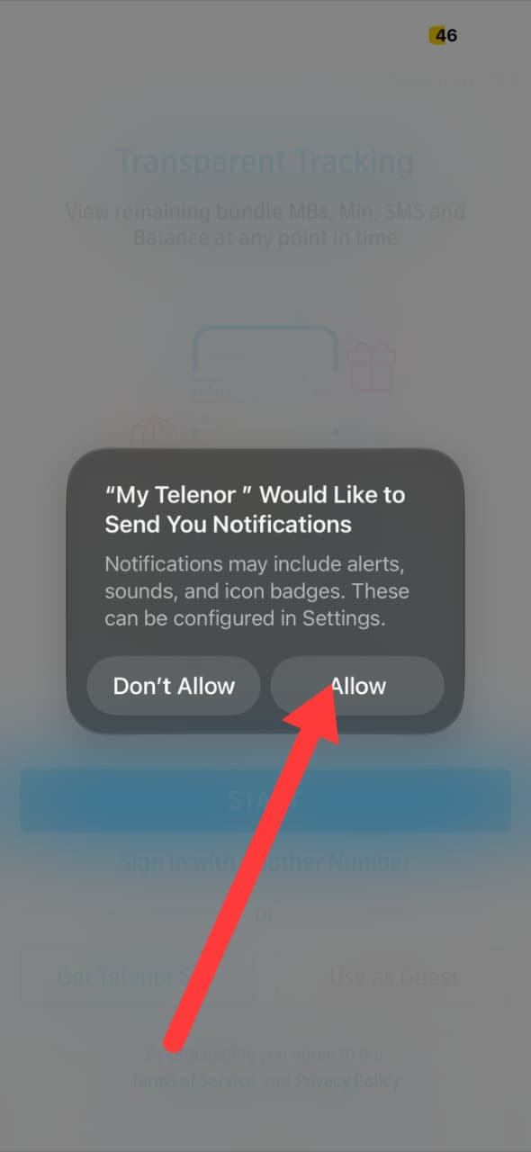 Grant permissions to My Telenor App on iPhone — iOS step 6